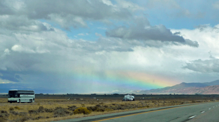 Rainbow on highway going north to Beaver UT