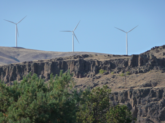 Wind turbines above Maryhill State Park WA