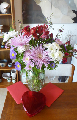 Valentine's Day flowers and candy