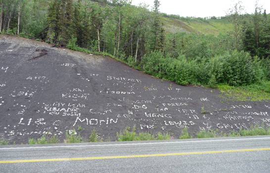 Rock graffiti Glenn Highway Alaska