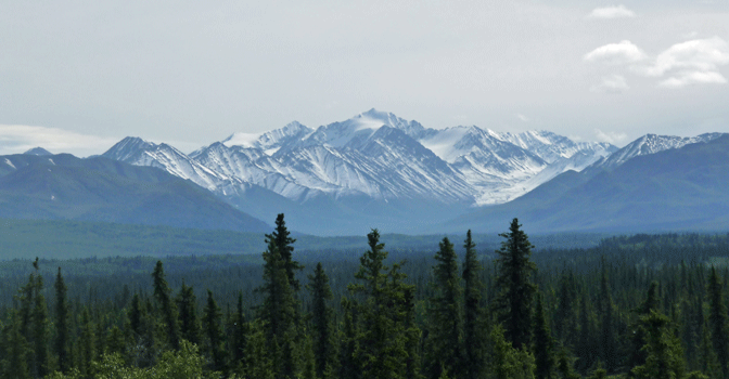 Wrangell Mountains from Tok Cutoff Road Alaska