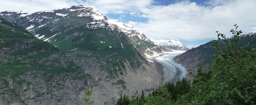 FIrst glimpse of Salmon Glacier BC