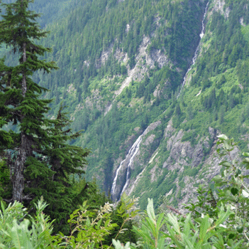 Waterfalls along Salmon Glacier Road BC