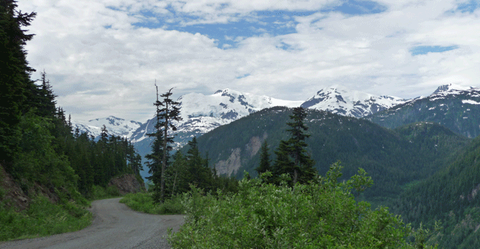 Westward view Salmon Glacier Road BC