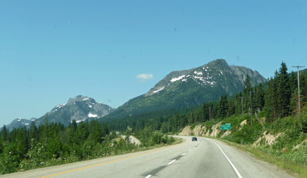 Mountains along Highway 5 BC near Exit 221 Falls Lake