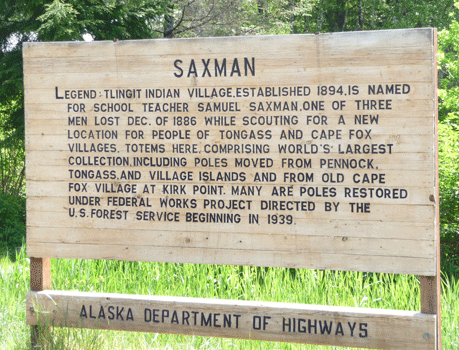 Sign about Saxman Totem Park Ketchikan Alaska