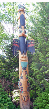 Totem pole at Saxman Totem Park Ketchikan AK