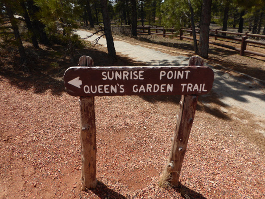 Queen's Garden Trailhead sign