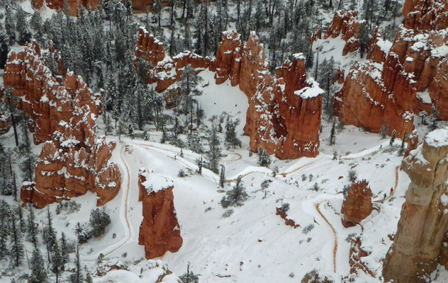Bryce Pt trail in snow