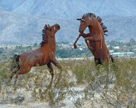 extinct horses sculpture Borrego Springs, CA