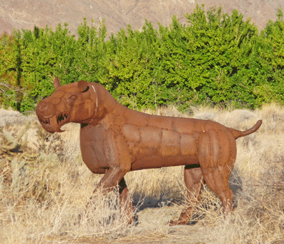 gracile saber tooth cat sculpture Borrego Springs, CA