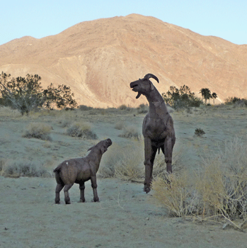 Desert Big Horn Sheep sculptures Borrego Springs CA