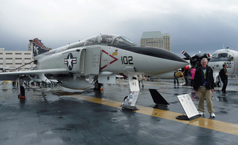 Walter Cooke on flight deck of USS Midway