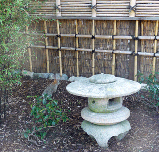 Stone lantern and bunny Japanese Garden San Diego