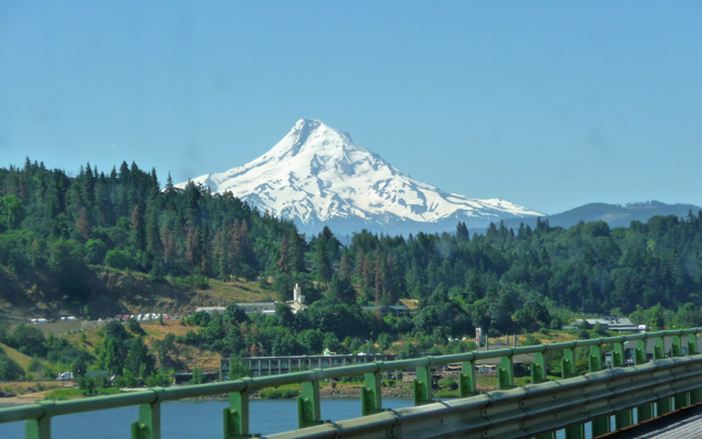 Mt Hood from the Hood River Bridge looking south