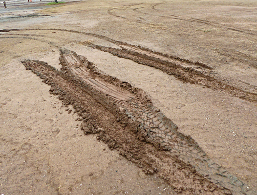 Truck tracks in mud