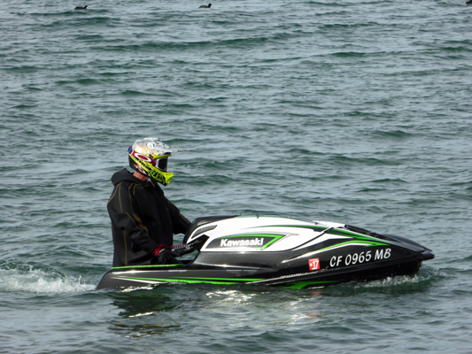 Jet skier in dry suit