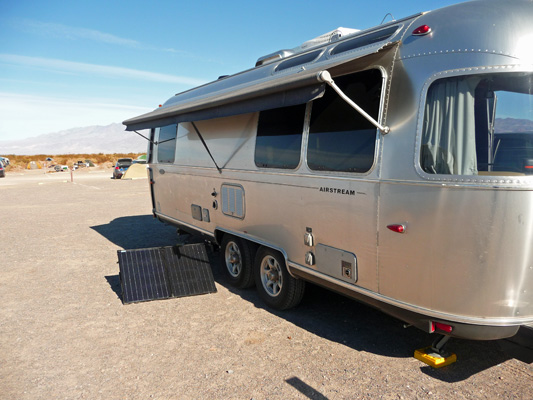 Airstream and solar cells in Death Valley CA