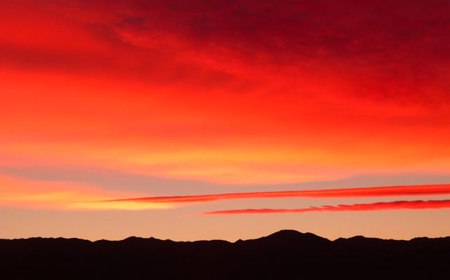 Fiery sunset closeup Death Valley CA