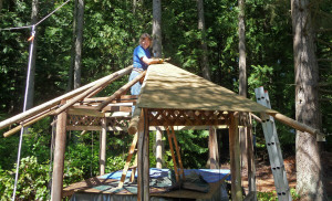 Sheathing going onto gazebo