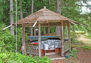 Shingles off of gazebo roof skip sheathing to go