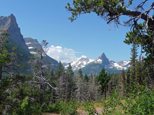 View from trail to St Mary Falls Glacier