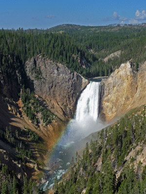 Lower Yellowstone Falls with rainbow