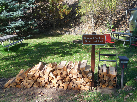 Woodpile and cart Hilgard Junction SP