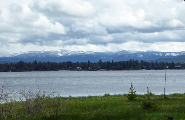 Snow on mountains Lake Cascade