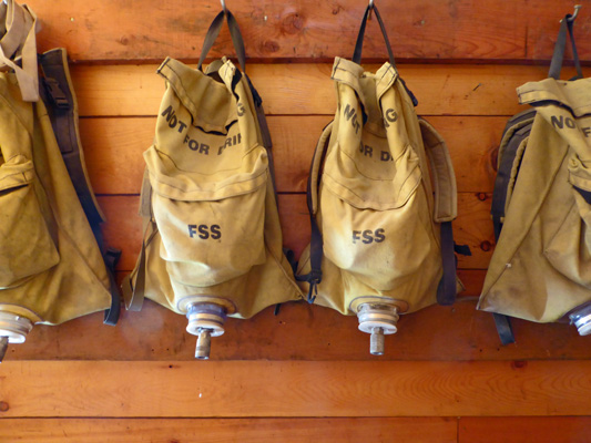 Firefighters water bags