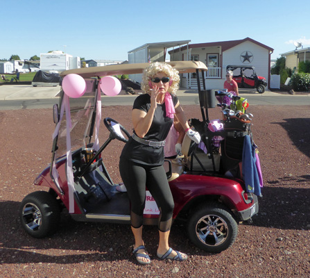 Decorated golf cart