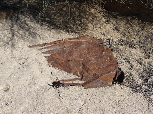 Metal in wash near Moorten's Mill Joshua Tree NP