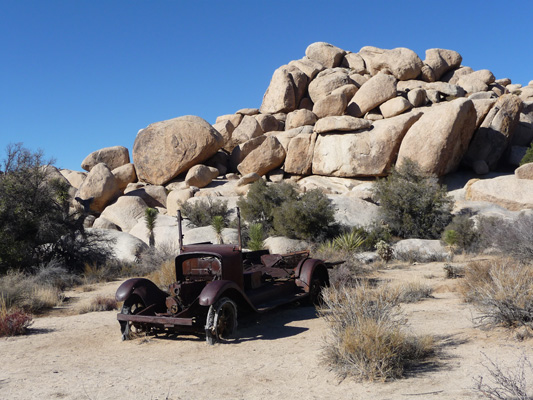 old truck off Wall Street Mill trail Joshua Tree National Park