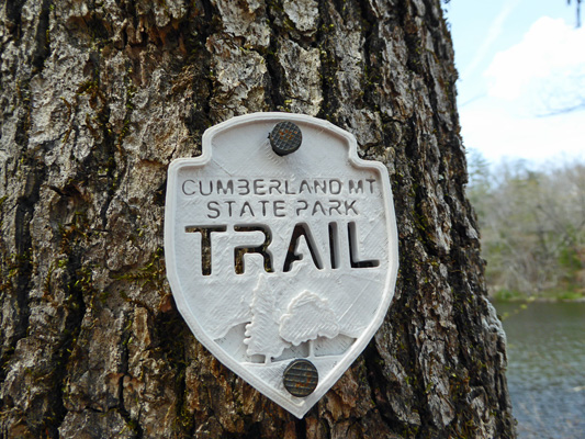 Cumberland Mt SP trail marker
