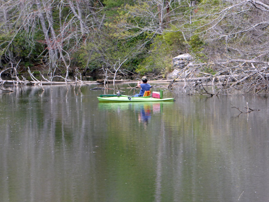 Byrd Lake fisherman in kayak