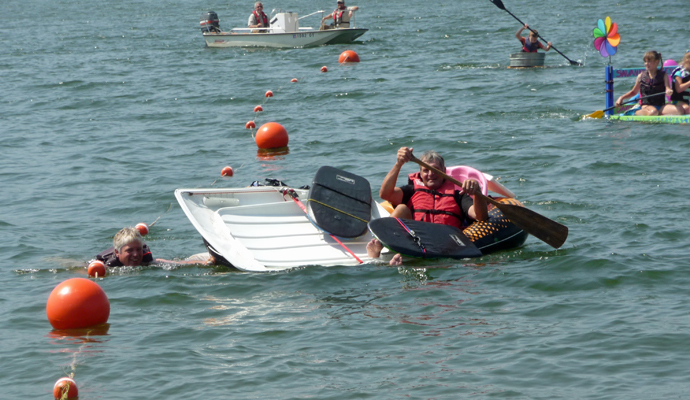 Blue heron pirates water hooligan boat sinking