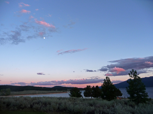 Sunset and nearly full moon Sugarloaf Campground