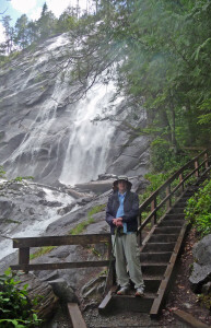 Walter Cooke and Bridal Veil Falls near Index WA