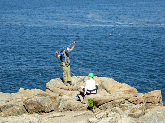 Climbers finishing up on Otter Cliffs Acadia NP