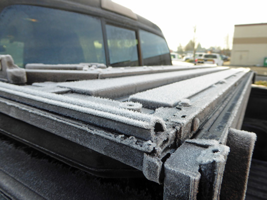 Frost in the morning on truck