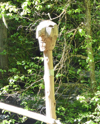 Carved eagle head