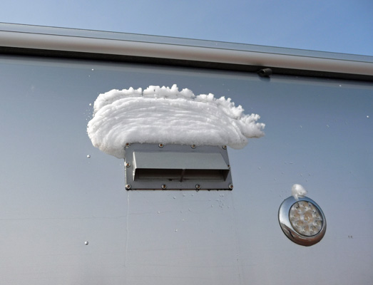 Snow on Airstream vent Santa Rosa NM