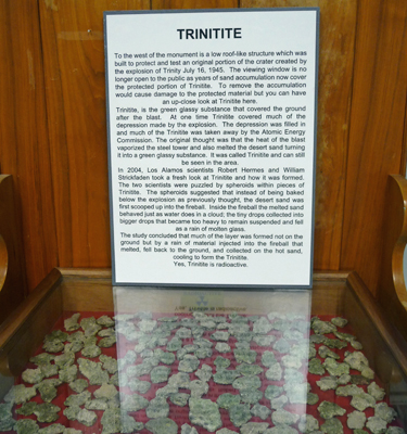 Trinitite display White Sands Missile Museum