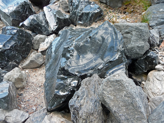 Obsidian boulders at Big Obsidian Flow