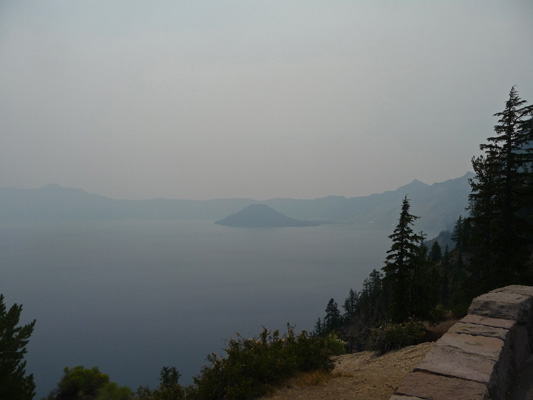 Crater Lake on a smokey day