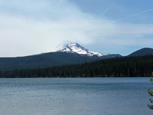 Mt Jefferson from Olallie Lake with some smoke