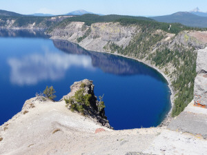 Crater Lake with clouds