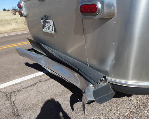 Genevieve Airstream smashed bumper