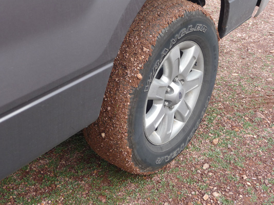 mud on tire from Alamo Canyon Rd Organ Pipe NM