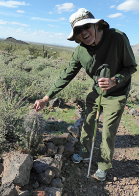 Walter Cooke and very young saguaro cactus